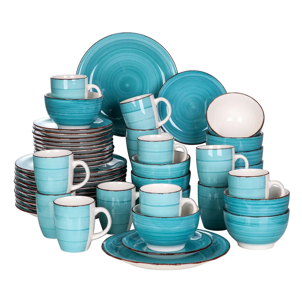 Vancasso Bella-T 16/32 Pieces Porcelain Dinnerware Set Vintage Ceramic Plate Set with Dinner Plate,Dessert Plate,Bowl,Mug Set