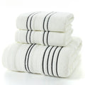 Thick Striped Cotton Bath Towel Set, 3-Piece