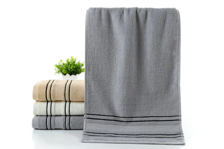 Thick Striped Cotton Bath Towel Set, 3-Piece