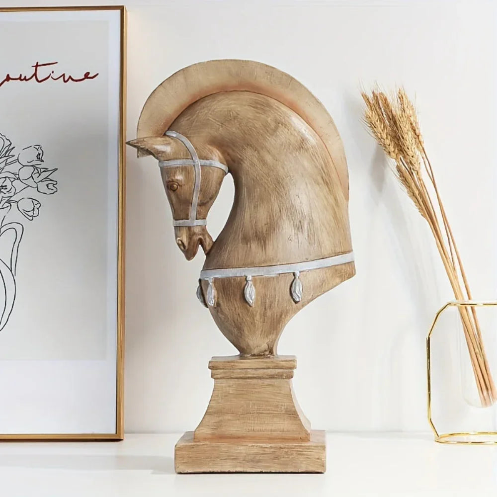 Handcrafted Wooden Horse Figurine with Carved Detail for Your Home