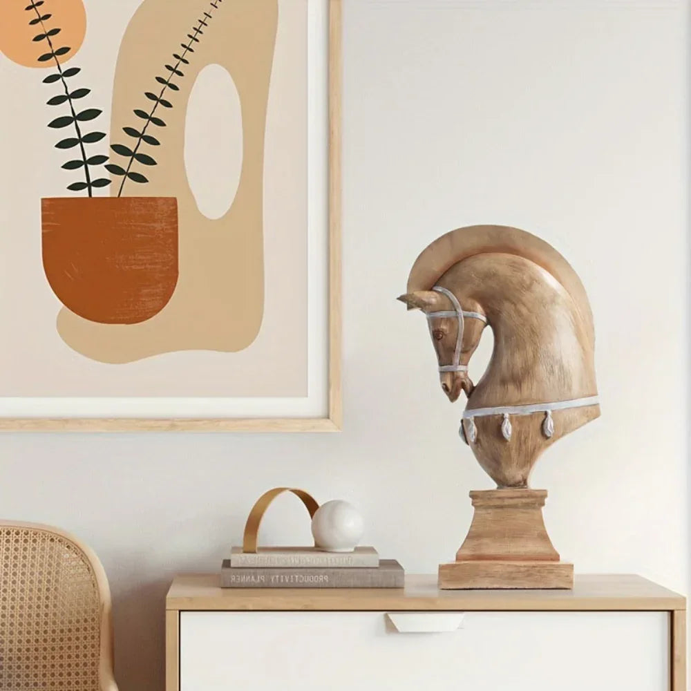 Handcrafted Wooden Horse Figurine with Carved Detail for Your Home