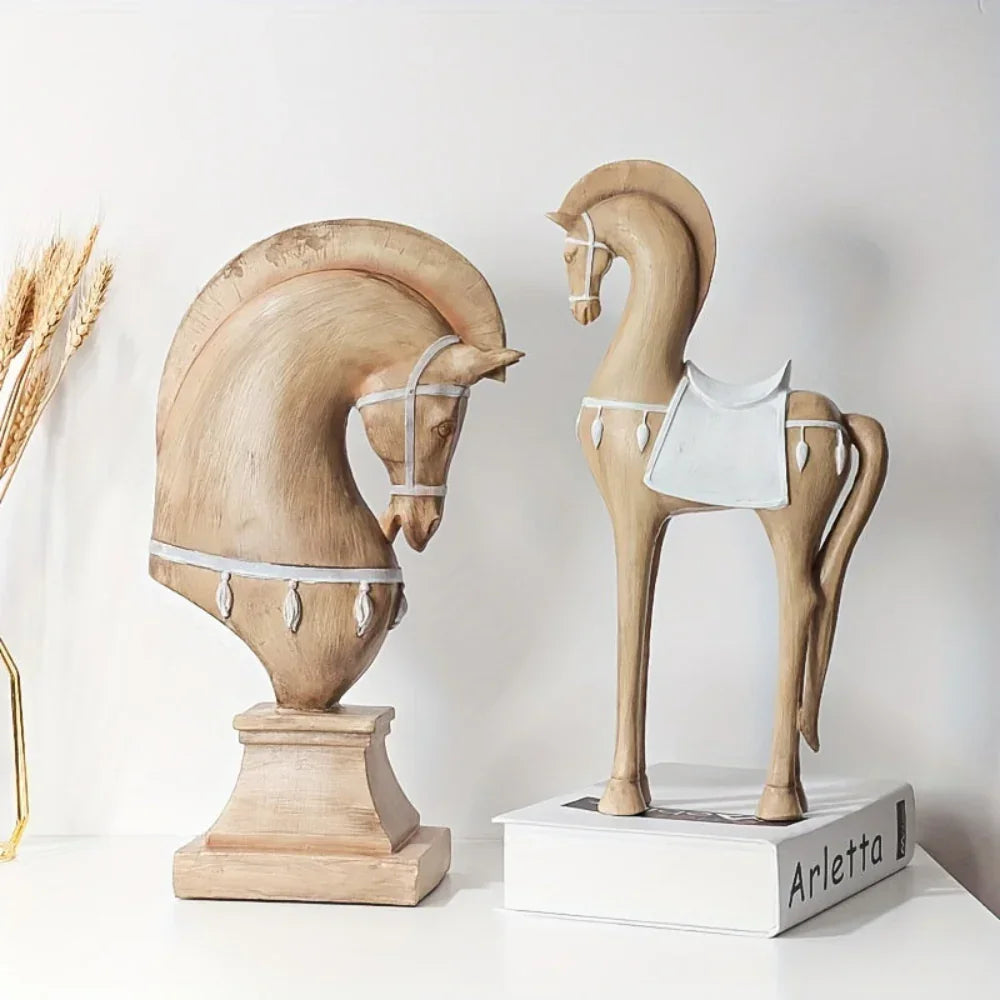 Handcrafted Wooden Horse Figurine with Carved Detail for Your Home