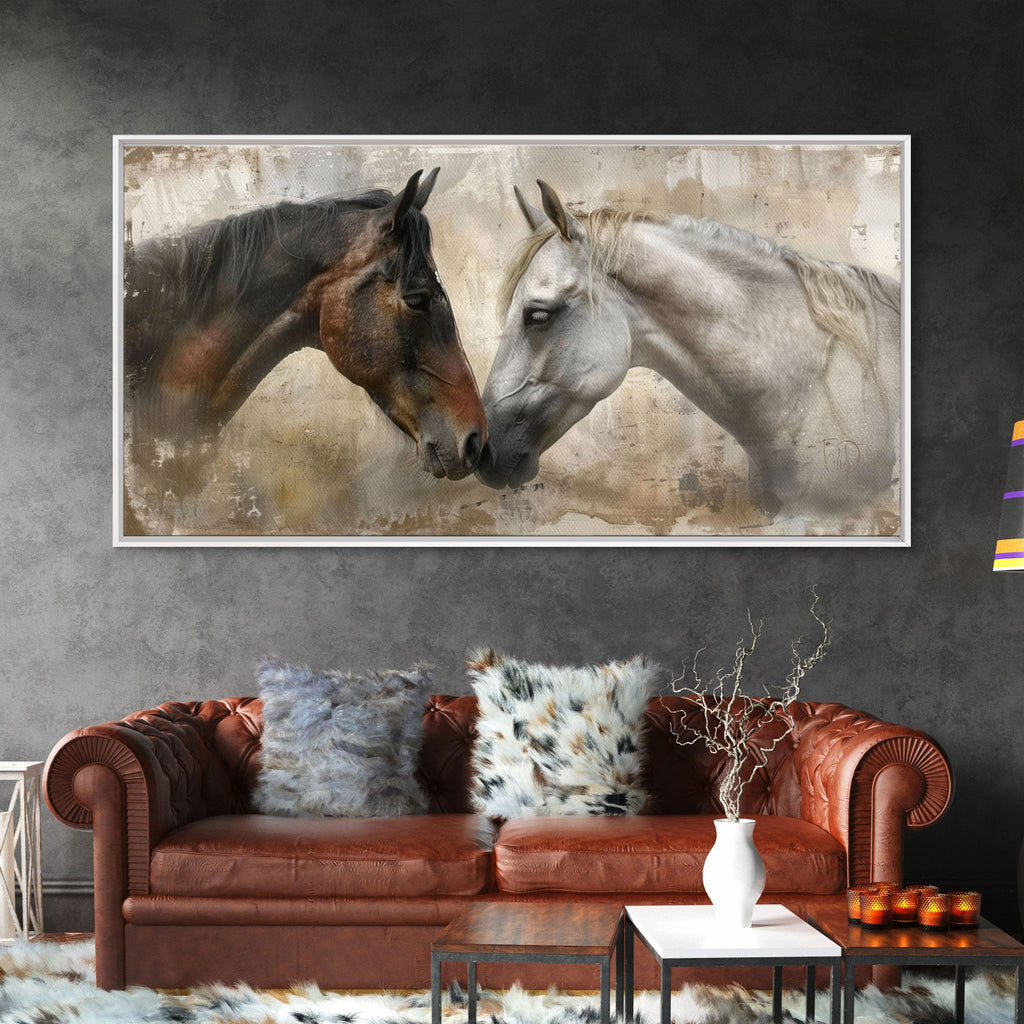 Spotted and Dark Horses, Framed Canvas. Choose size, and frame, before ordering.