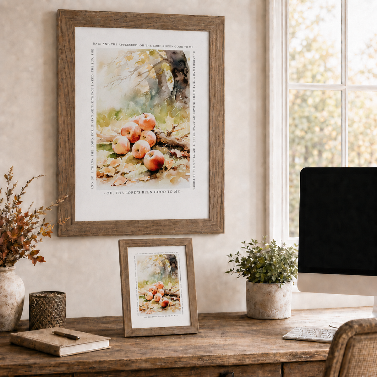 Oh The Lord's Been Good To Me Wall Art – Johnny Appleseed Prayer Autumn Apple Decor