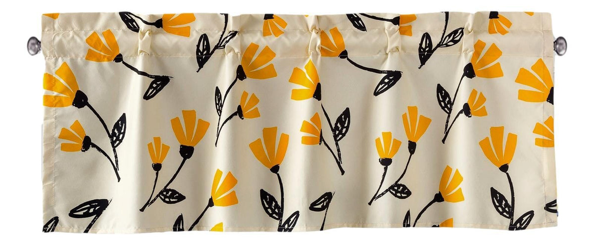 DaDa Bedding Yellow Fleur Floral Golden Orange Ivory Window Curtain Valance - 18" x 52"