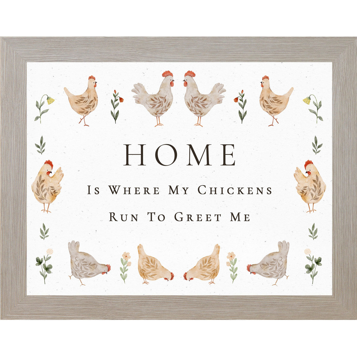 Home Is Where My Chickens Run To Greet Me – Farmhouse Chicken Wall Art – Rustic Kitchen Decor