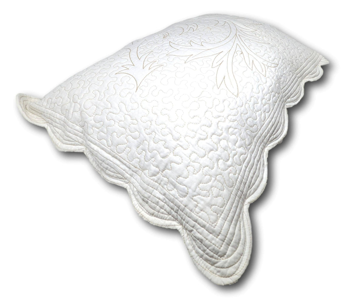 DaDa Bedding Elegant Cottage Ivory White Floral Matelassé Cotton Pillow Sham - Queen Size 20" x 30"