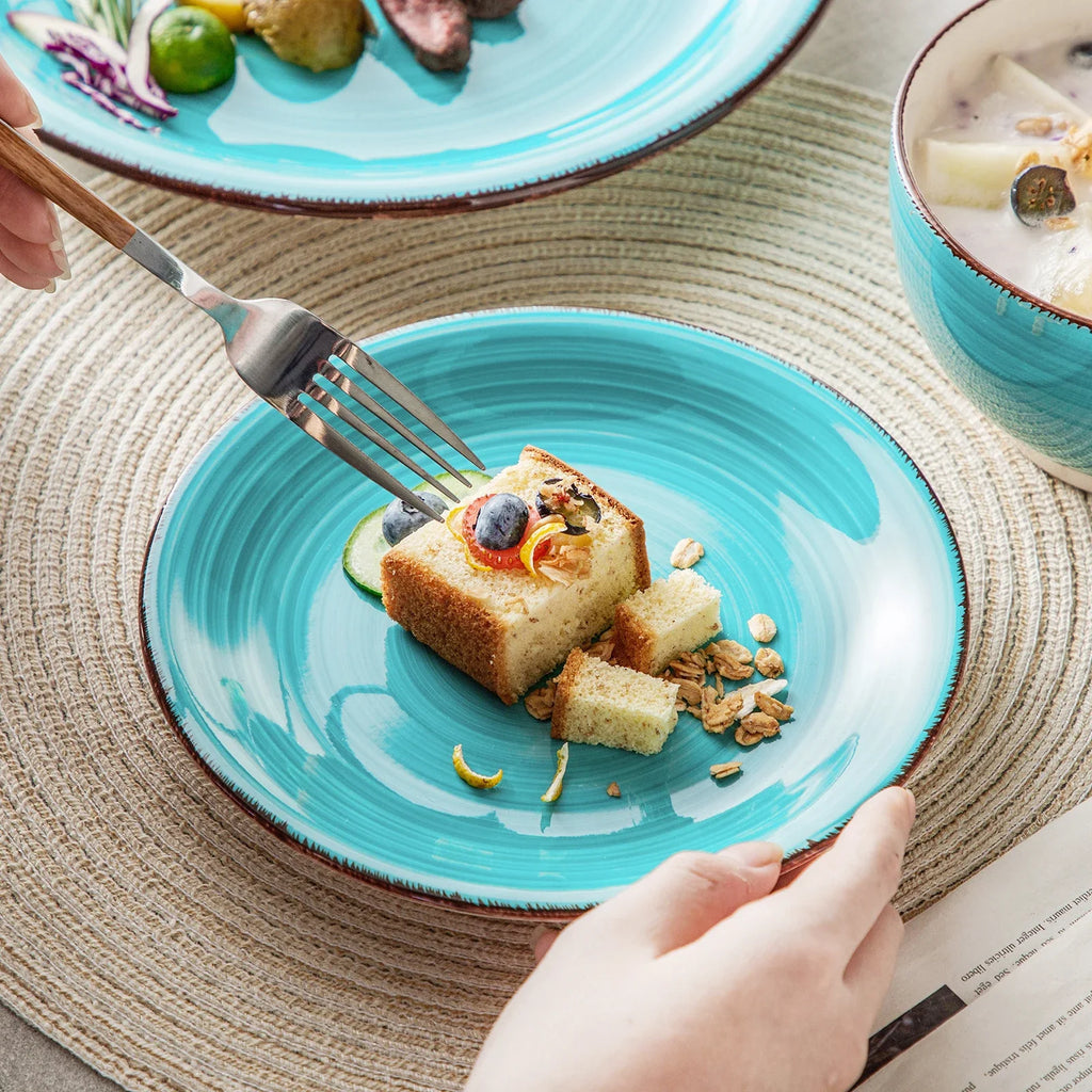 Vancasso Bella-T 16/32 Pieces Porcelain Dinnerware Set Vintage Ceramic Plate Set with Dinner Plate,Dessert Plate,Bowl,Mug Set