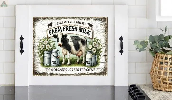 Farm Fresh Cow Noodle Board Stovetop Cover