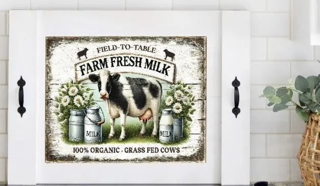 Farm Fresh Cow Noodle Board Stovetop Cover