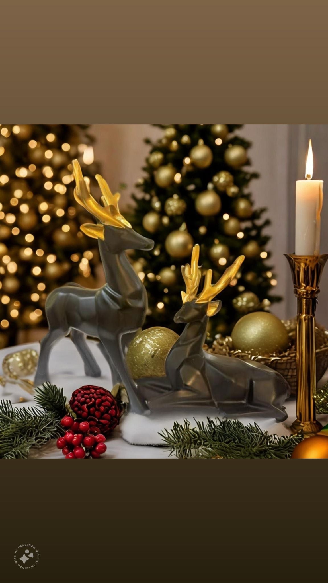 Resin Black Deer Showpiece for Home & Office Decor set of 2