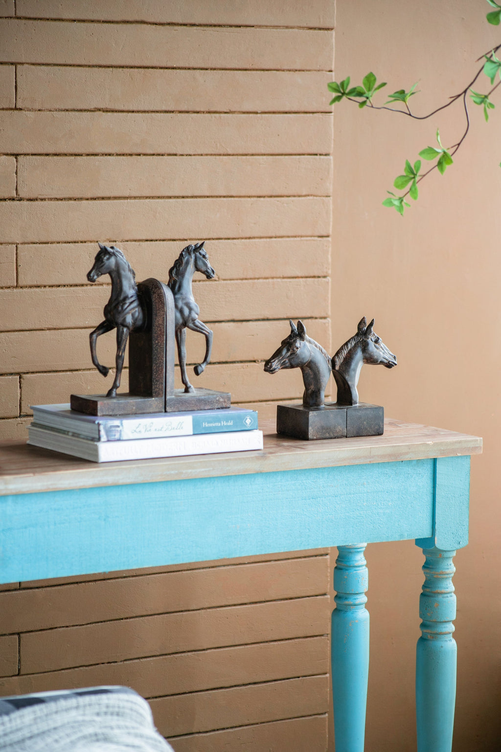 Trotting Horse Bookends Set of 2 with Classic Design - Brown