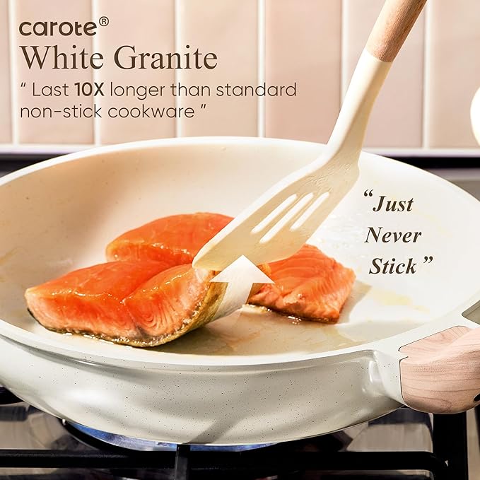 CAROTE 21-Piece White Granite Nonstick Cookware Set