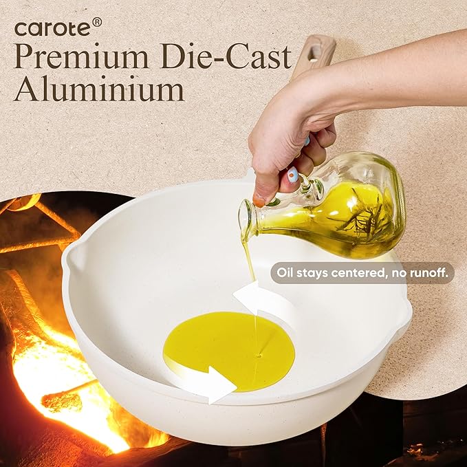 CAROTE 21-Piece White Granite Nonstick Cookware Set