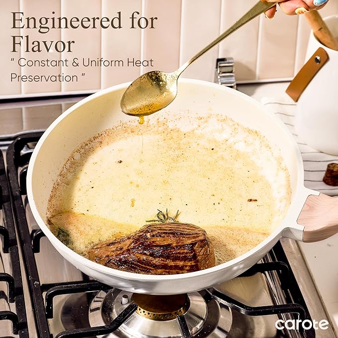 CAROTE 21-Piece White Granite Nonstick Cookware Set