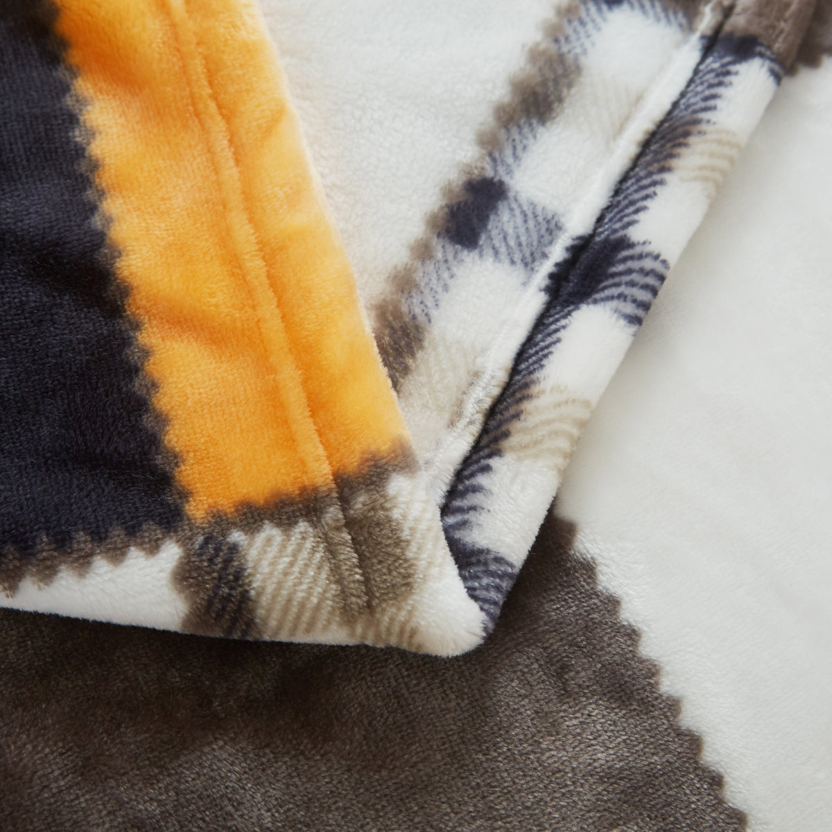 Fall Orange Farmhouse Super Soft Micro Fleece Plaid Patchwork Plush Bed Throw Blanket