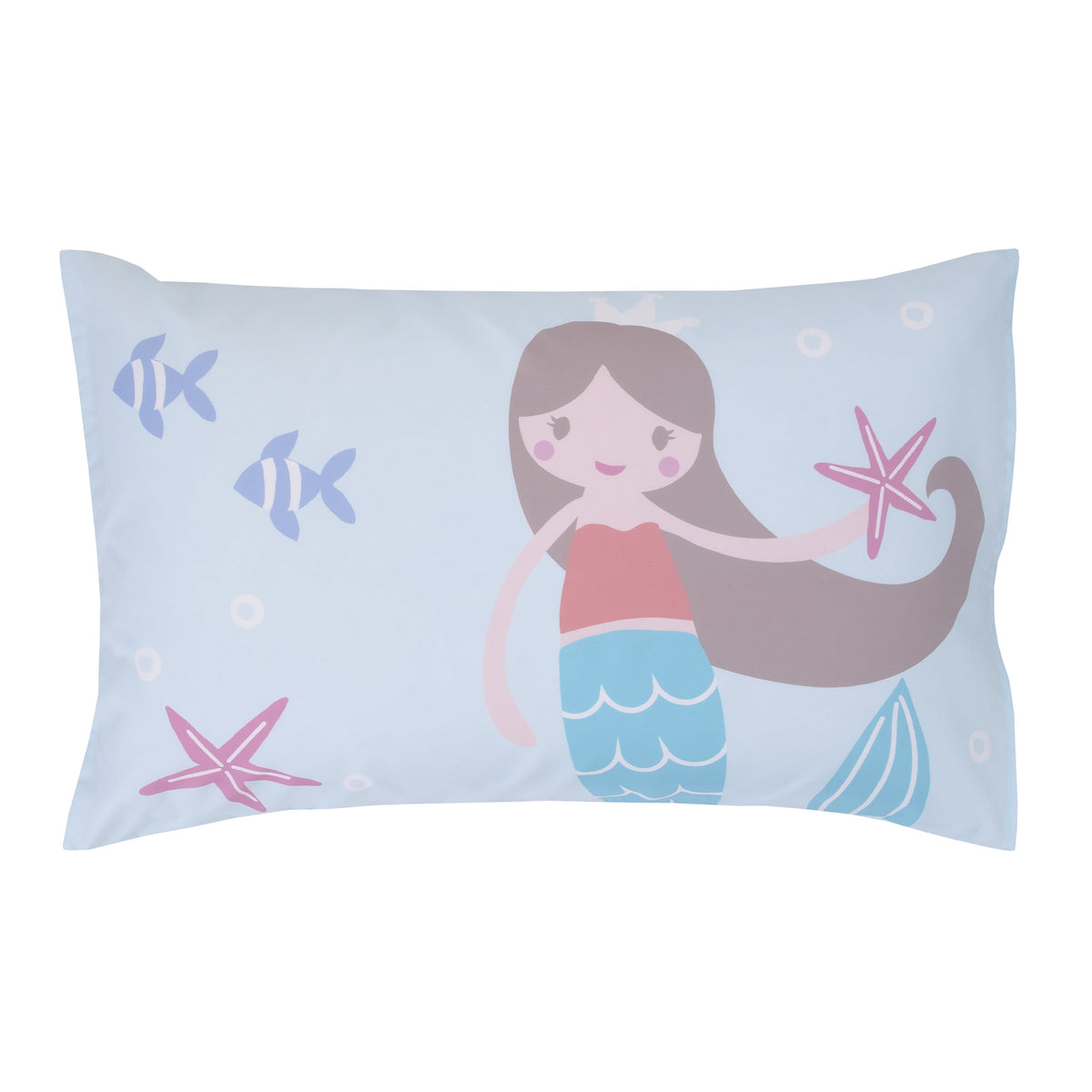 Everything Kids Mermaid Pink and Blue Dream Big Little Mermaid 4 Piece Toddler Bed Set up