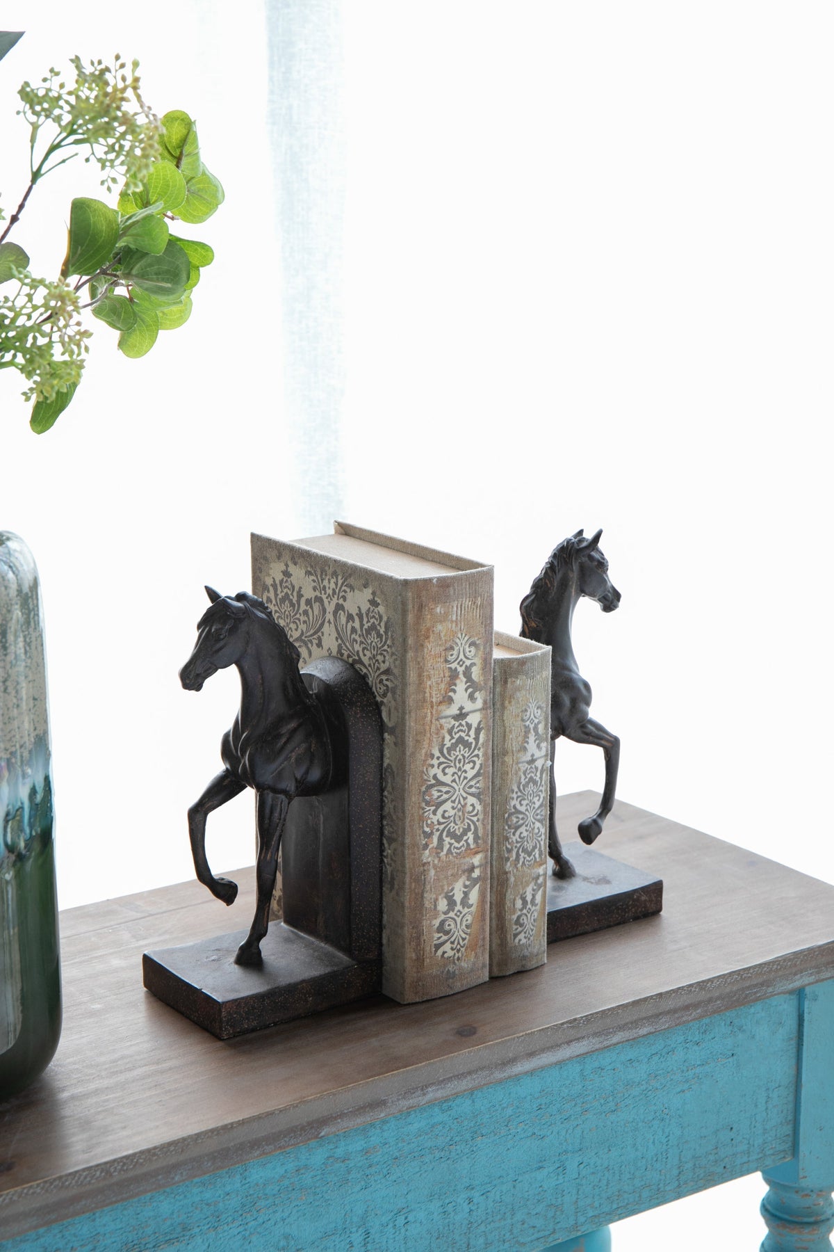Trotting Horse Bookends Set of 2 with Classic Design - Brown