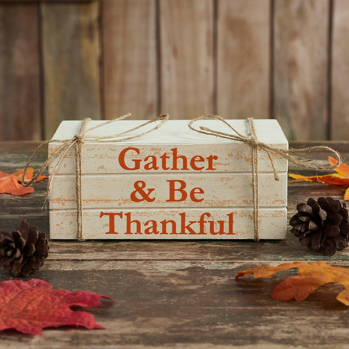 Gather & Be Thankful Faux Book Stack