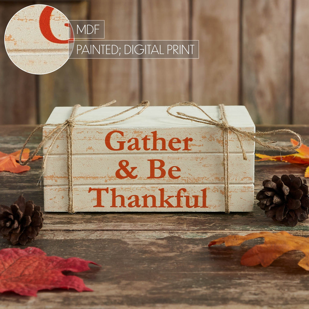 Gather & Be Thankful Faux Book Stack