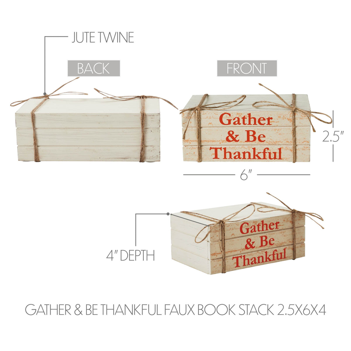 Gather & Be Thankful Faux Book Stack