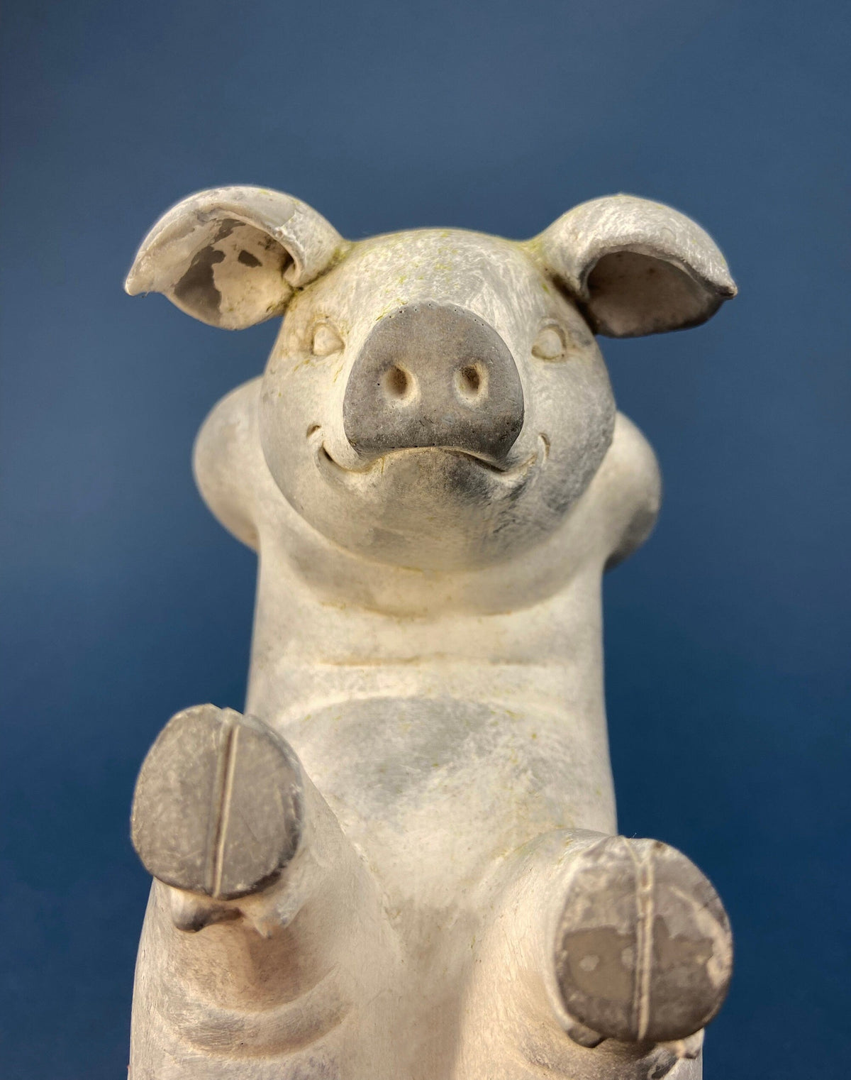 Funny Piglet Figurine. Frolicking and Smiling Pig.