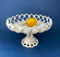 Westmoreland Milk Glass Pedestal Fruit Bowl, Doric Lace Edge, 10"