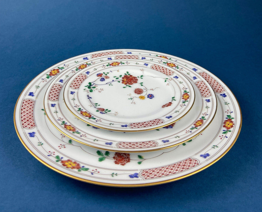 3pc Setting Vintage Porcelain Plates Trio, Dinner Set by Noritake Ireland.