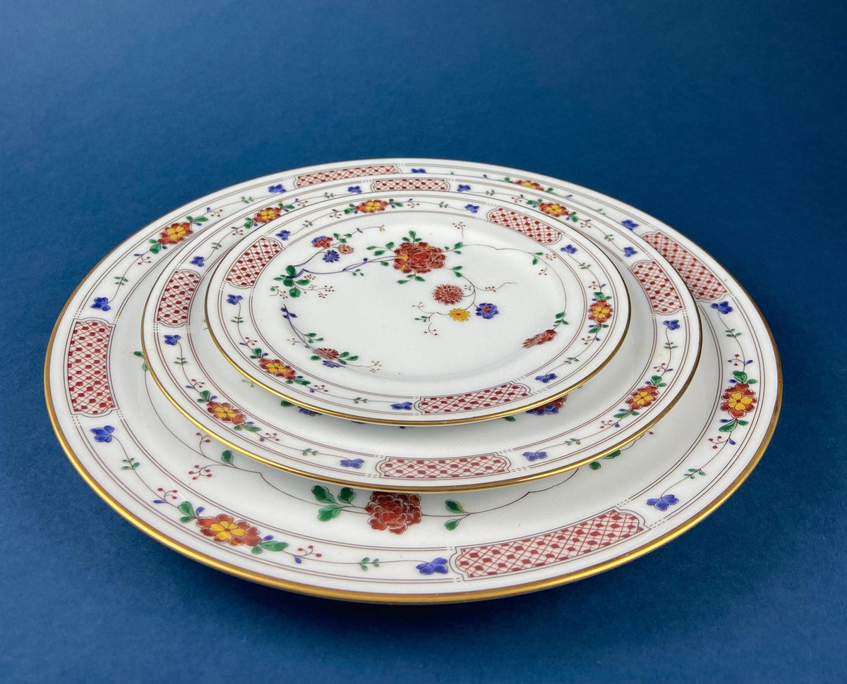 3pc Setting Vintage Porcelain Plates Trio, Dinner Set by Noritake Ireland.