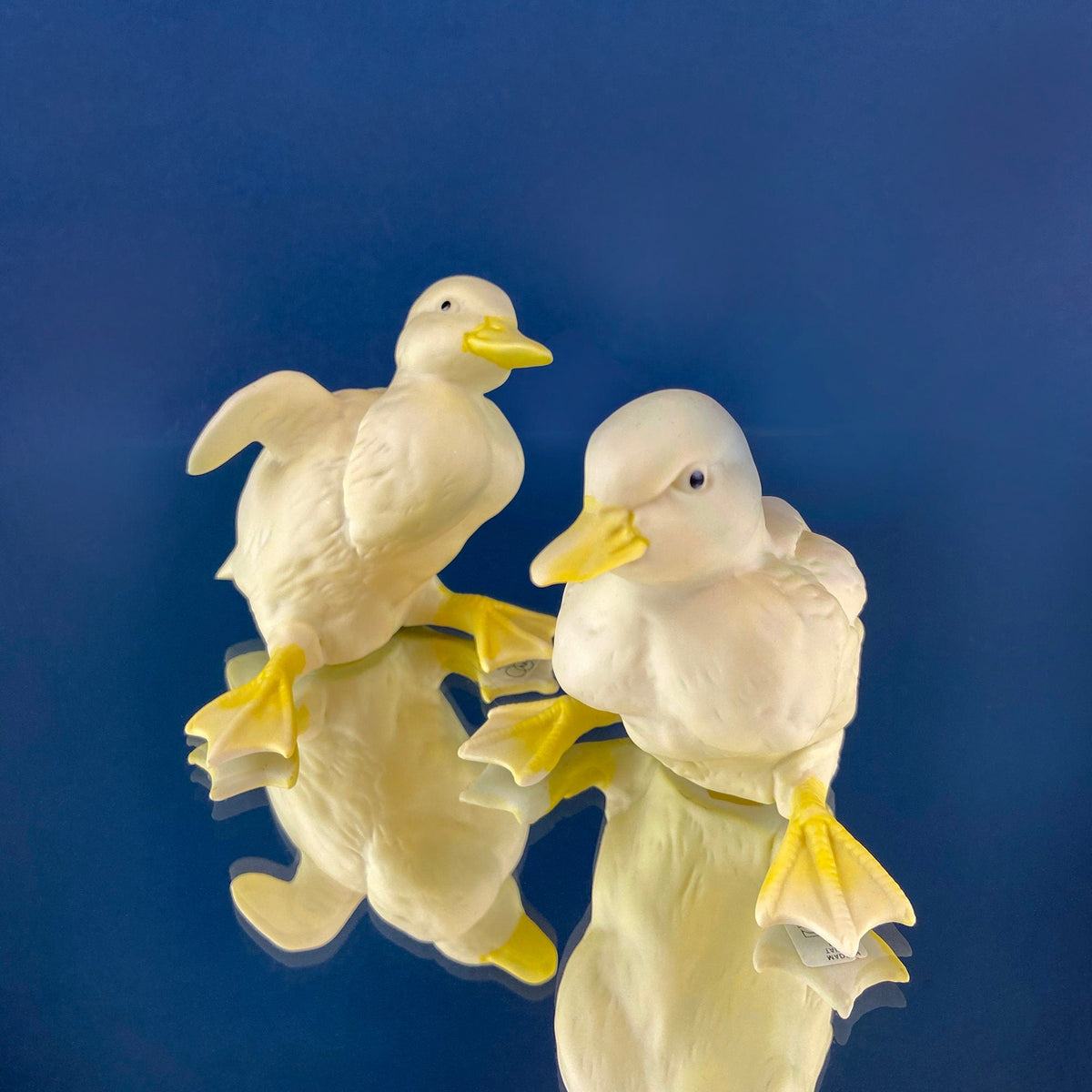Porcelain Baby Ducks Parade. Set of Two Ducklings Figurines.