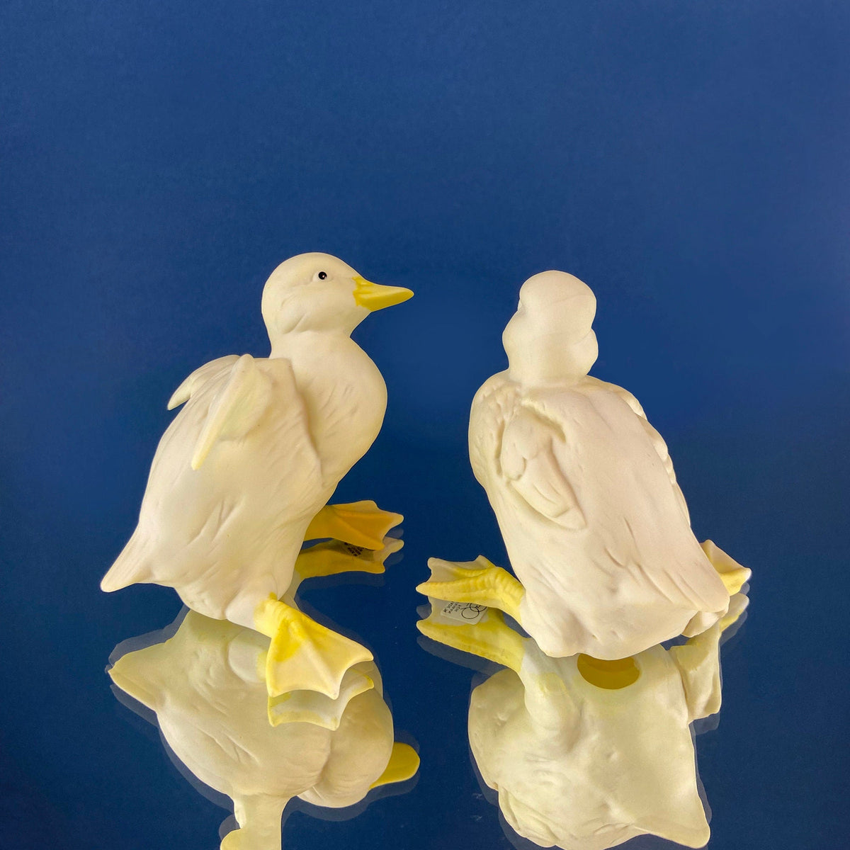 Porcelain Baby Ducks Parade. Set of Two Ducklings Figurines.