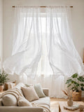 HLC.ME 2 Piece Sheer Voile Window Curtains Drapes Set with Rod Pocket