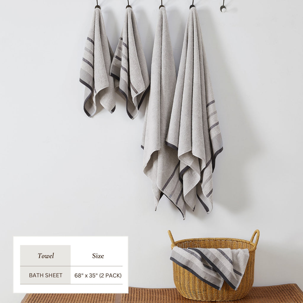 Decorative Cotton Stripe Bath Towel Set - Noelle Collection