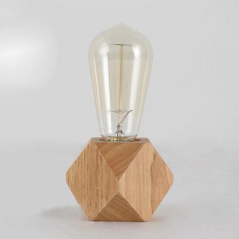 Wooden Diamond bedside lamp for home/bedroom/living room decor.