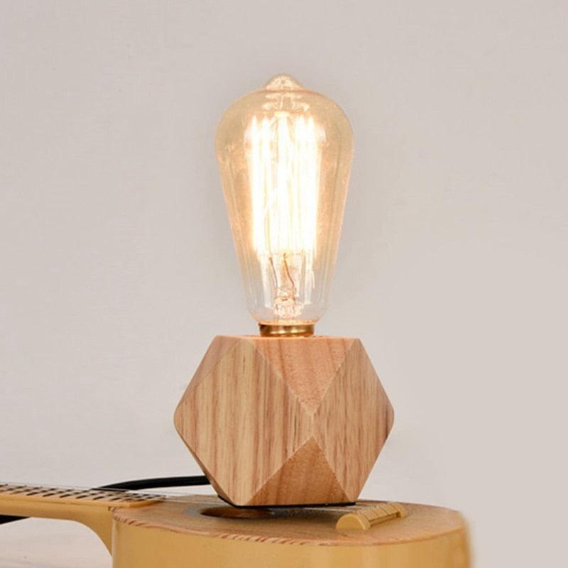 Wooden Diamond bedside lamp for home/bedroom/living room decor.