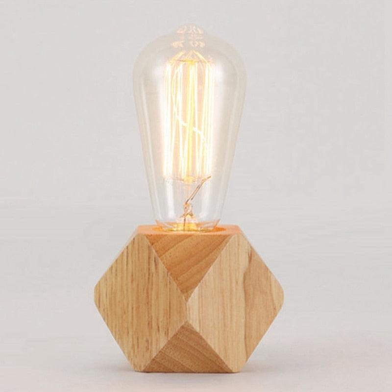 Wooden Diamond bedside lamp for home/bedroom/living room decor.