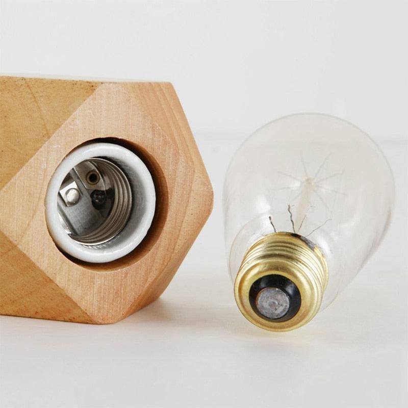 Wooden Diamond bedside lamp for home/bedroom/living room decor.