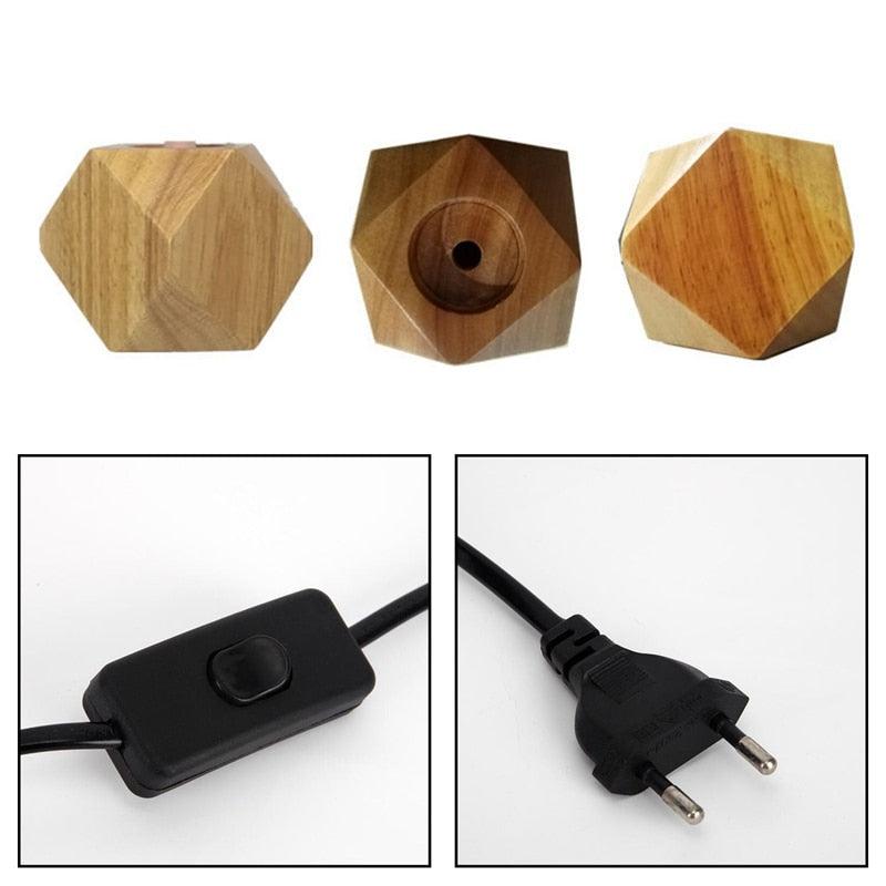 Wooden Diamond bedside lamp for home/bedroom/living room decor.
