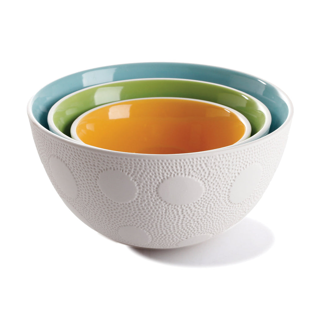 Textured Ceramic Serving Bowls - Set of 3