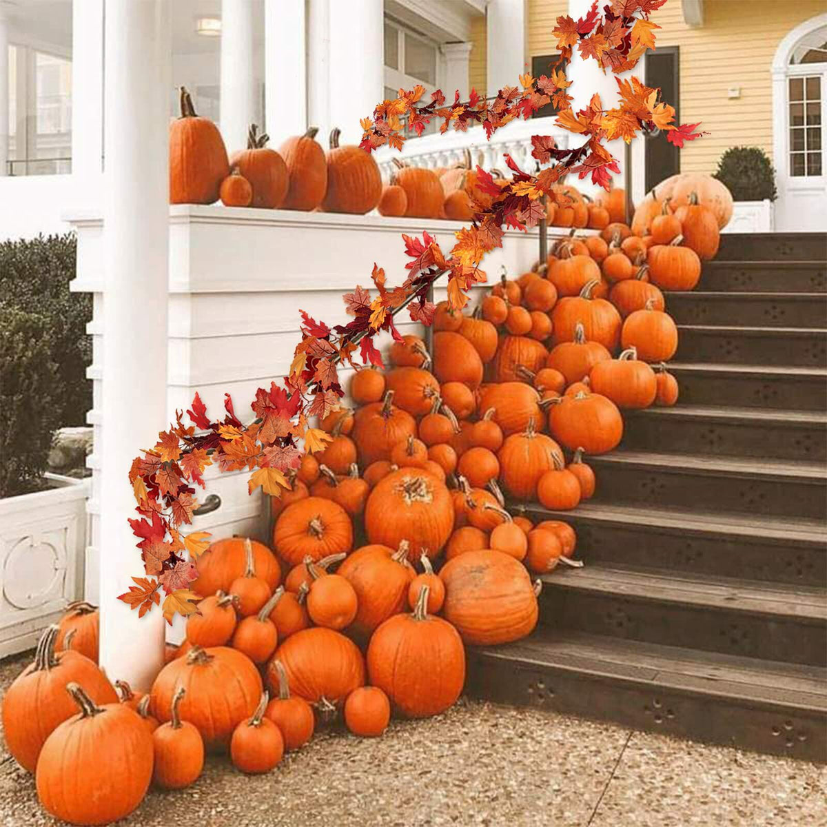 [Like New] RECUTMS 2Pcs Artificial Autumn Maple Leaves Garland 2.5FT Fall Decor