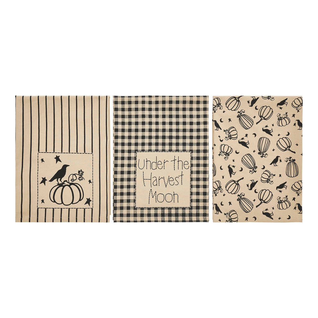 Midnight Harvest Pumpkin & Raven Kitchen Towel Collection Set of 3
