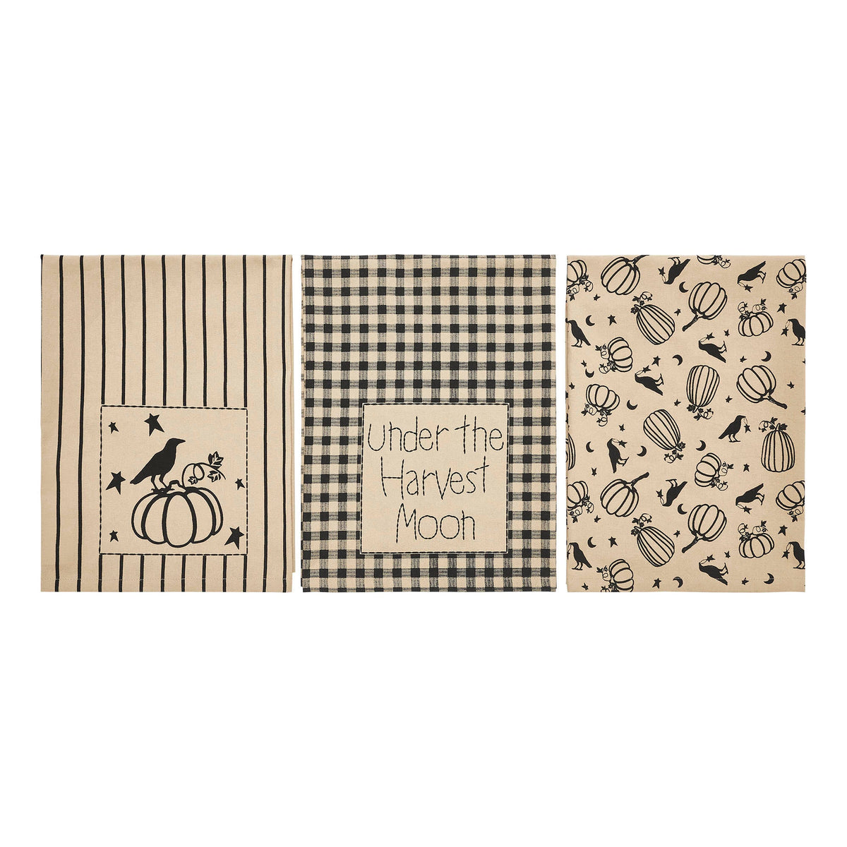 Midnight Harvest Pumpkin & Raven Kitchen Towel Collection Set of 3