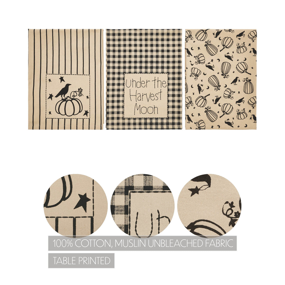 Midnight Harvest Pumpkin & Raven Kitchen Towel Collection Set of 3