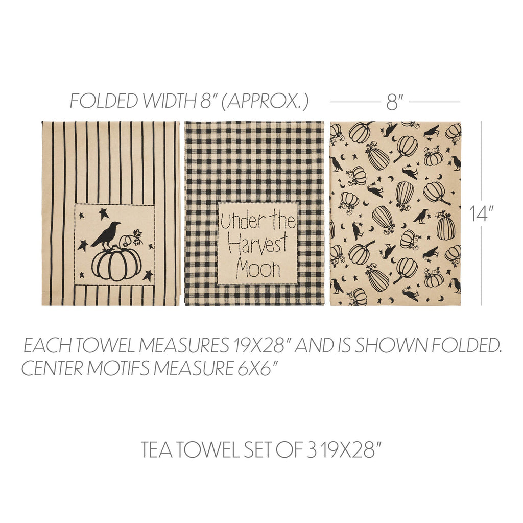 Midnight Harvest Pumpkin & Raven Kitchen Towel Collection Set of 3