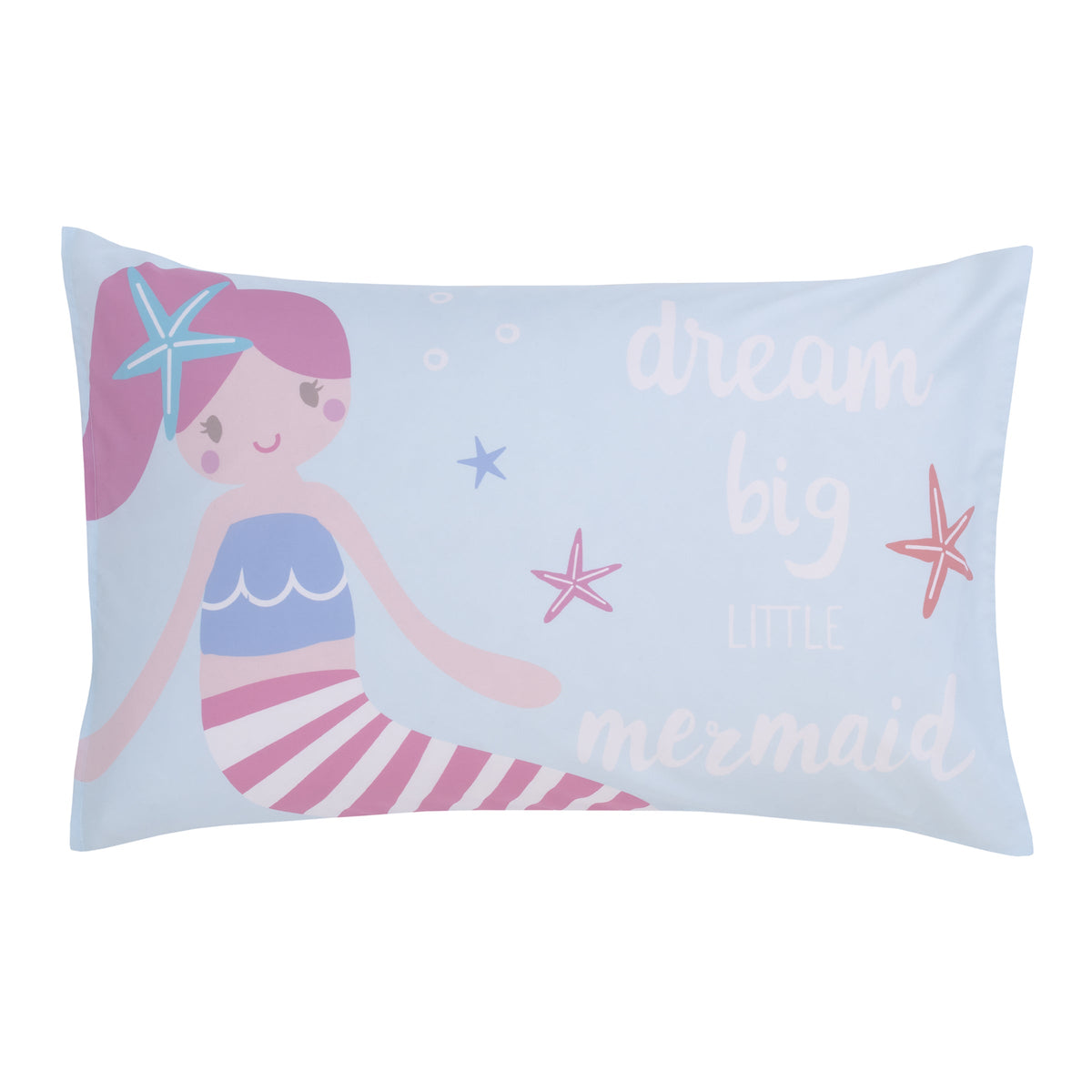 Everything Kids Mermaid Pink and Blue Dream Big Little Mermaid 4 Piece Toddler Bed Set up