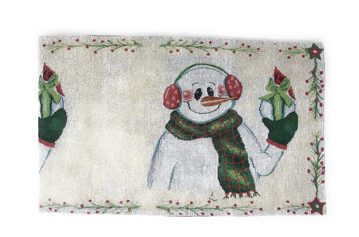 DaDa Bedding Magical Snowman Holiday Woven Tapestry Dining Table Runner (9733)