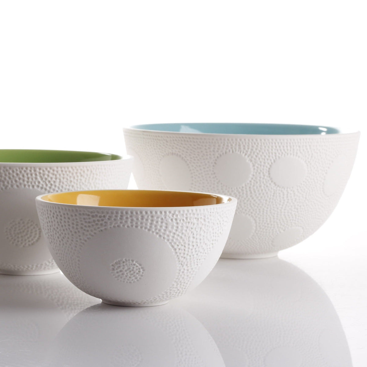 Textured Ceramic Serving Bowls - Set of 3