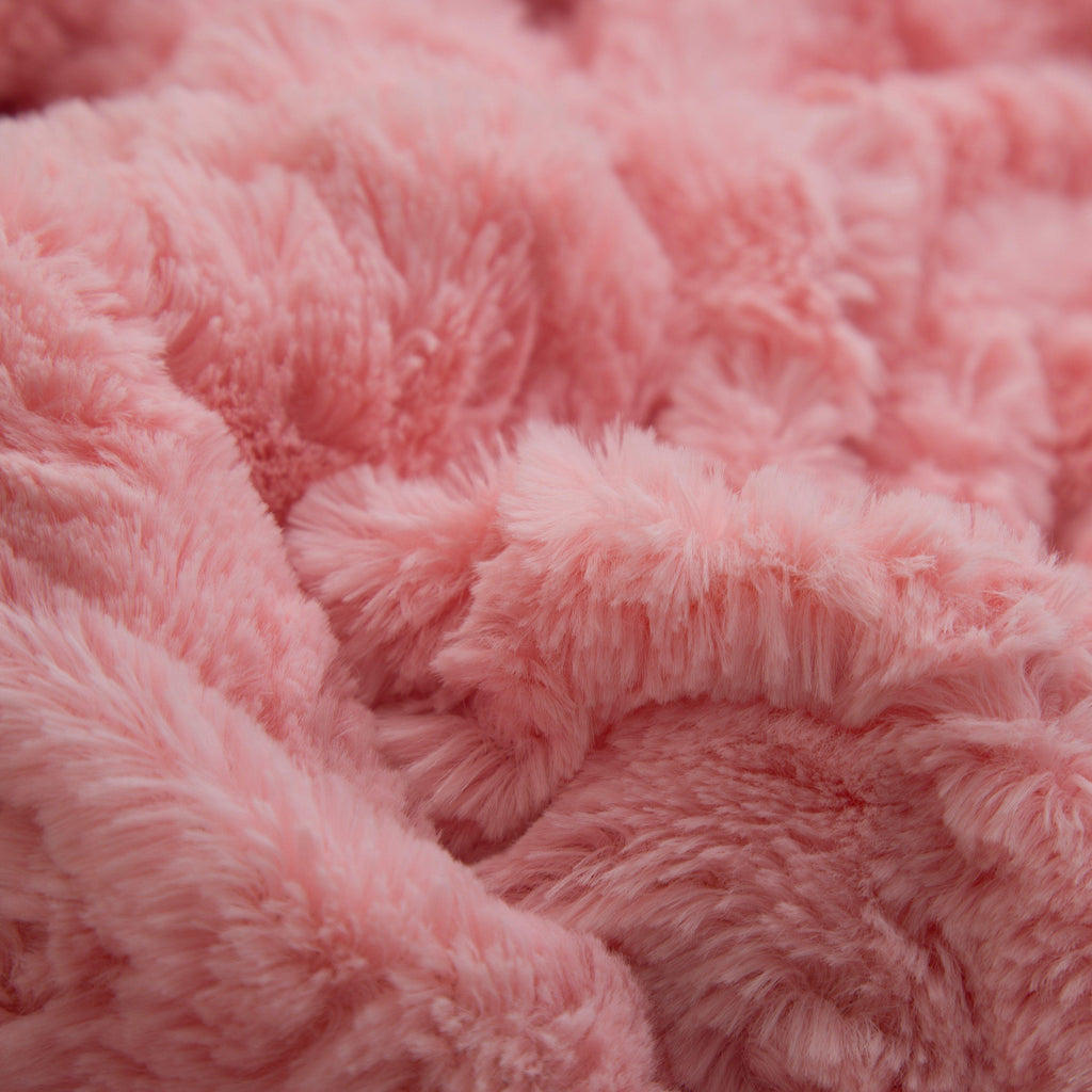 DaDa Bedding Luxury Blossom Pink Rose Buds Pink Sherpa Backside Faux Fur Throw Blanket