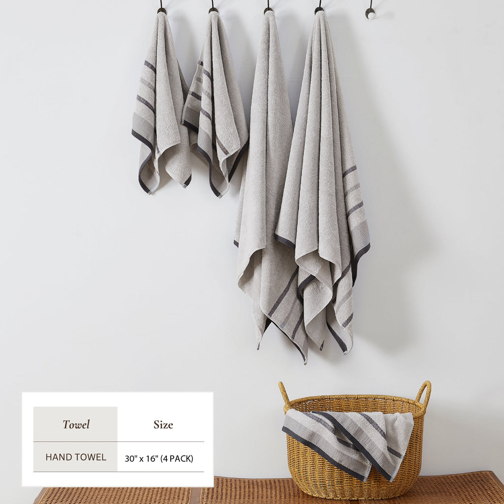 Decorative Cotton Stripe Bath Towel Set - Noelle Collection