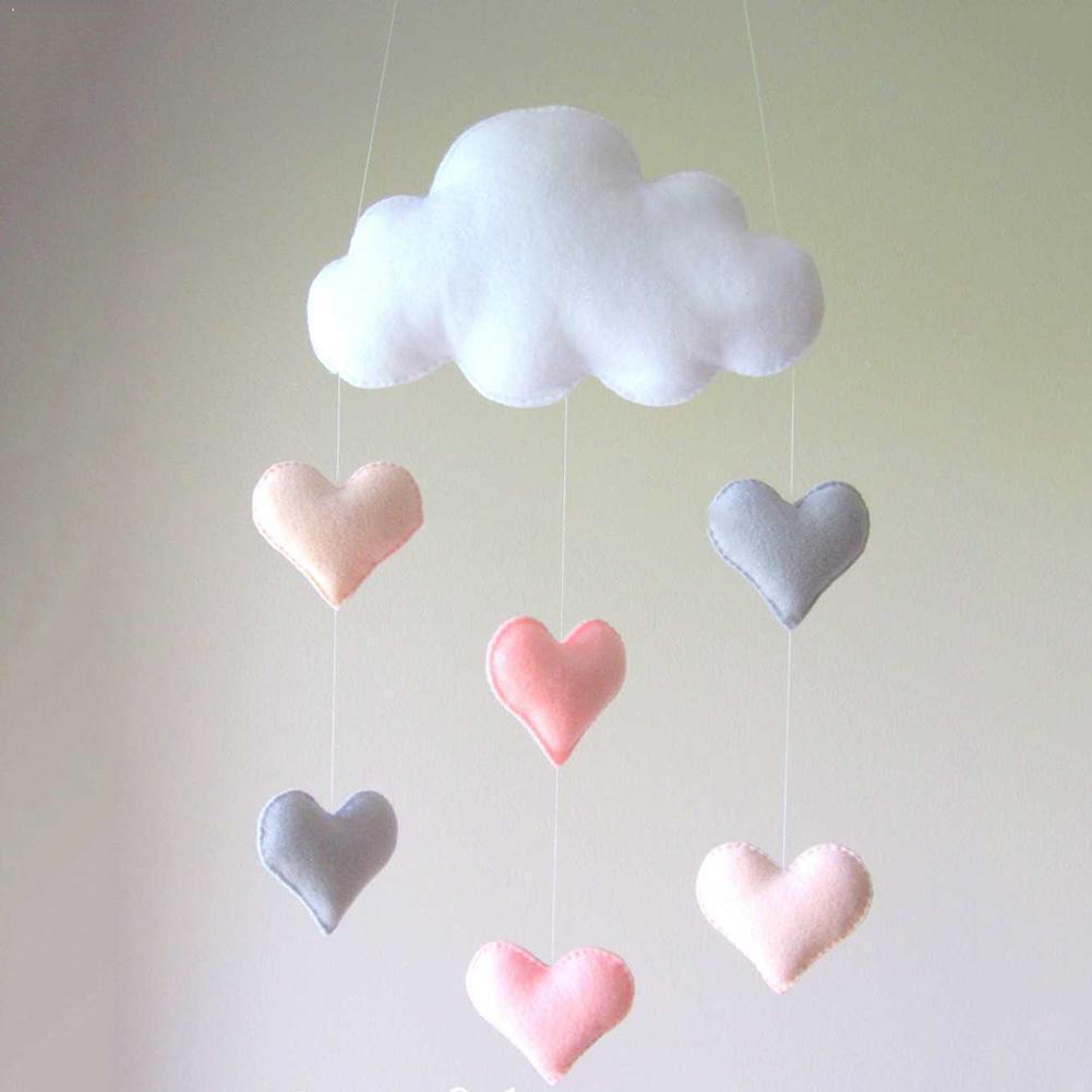 Wind Chimes Handmade Cloud Felt Love Pendant Hanging Heart Decor Girls Wind Chime Nursery Decoration